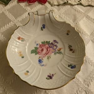 Floral Porcelain Serving Dish with Gold Trim